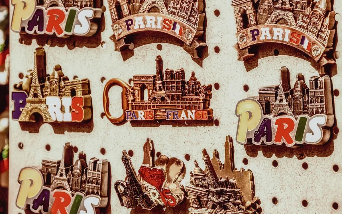 paris, sticker, visit, advertising, souvenir, metal